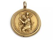 Vintage 18kt Yellow Gold St. Christopher Medal Pendant image