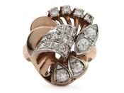 1940s Diamond Set Floral Cocktail Ring in 18kt Rose Gold image