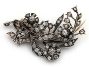 Victorian Diamond &amp; Ruby Bird &amp; Floral Spray Brooch image