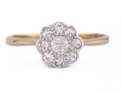Edwardian Diamond Daisy Cluster Ring In 18kt yellow Gold And Platinum image