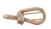 Retro Mauboussin Old Mine Cut Diamond Set Knotted Brooch In 18kt Gold image