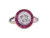 Art Deco Diamond &amp; Ruby Target Ring – 18kt Gold &amp; Platinum image