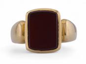 1893 Elongated Rectangular Carnelian Signet Ring In 18kt Yellow Gold image