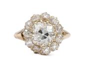Antique 1.70ct Old Mine cut diamond centre coronet cluster ring image