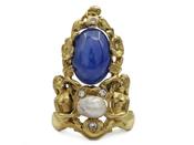 Art Nouveau style sapphire, pearl and diamond mermaid ring image