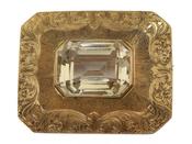 Vintage Italian citrine and 18kt yellow gold plaque brooch image