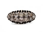 Victorian tinted brown diamond navette cluster ring in 18kt gold image