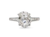Antique 3.25ct oval Old Mine cut diamond solitaire engagement ring image