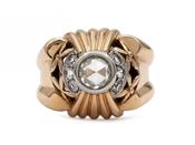 1940s rose cut diamond and white sapphire cocktail ring in gold image