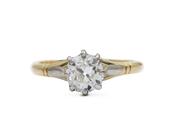 Vintage 0.97ct Old Mine cut diamond solitaire engagement ring image