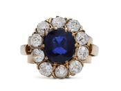 Victorian sapphire and diamond coronet cluster engagement ring image