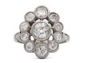 1960s diamond openwork cluster ring in platinum and 18kt white gold image