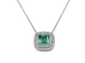 Edwardian Colombian emerald and diamond cluster pendant image