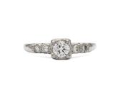 Art Deco diamond solitaire engagement ring in platinum image