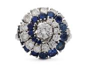 1960s diamond and sapphire screw cluster ring in 18kt white gold image