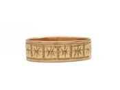 Victorian 5.30mm flat edge eight star engraved wedding ring in gold image