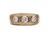 1970s diamond three stone signet ring in 9kt yellow gold image