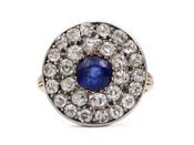 Edwardian sapphire and diamond double row circular cluster ring image