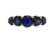 Victorian graduating sapphire five stone ring in 18kt yellow gold image