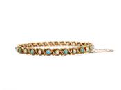 Victorian turquoise and seed pearl woven 18kt yellow gold bangle image