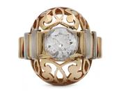 Retro Jean Després diamond open bombe shield ring image