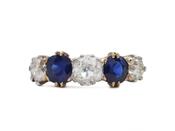 Edwardian diamond and sapphire five stone ring in platinum and gold
