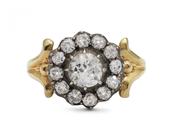 1950s Victorian inspired diamond cluster engagement ring image