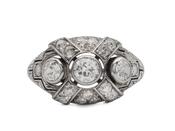 Art Deco style diamond three stone bombe cluster ring image