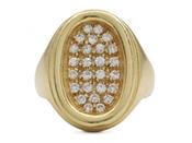 Vintage Italian diamond oval plaque ring in 18kt yellow gold image