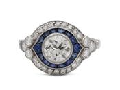 Art Deco style double row diamond and sapphire target ring image