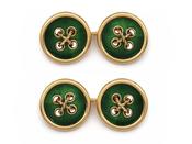 Vintage green enamel and 18kt yellow gold double button cufflinks image