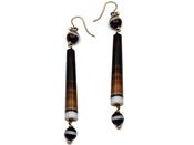 Victorian banded onyx sphere and barrel long drop earrings image