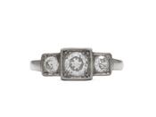 Art Deco three stone diamond ring in square platinum settings image