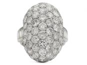Art Deco diamond set oval bombe ring in platinum image