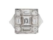 French Art Deco diamond square geometric cluster ring image