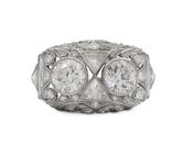 Art Deco style two stone diamond plaque ring in 18kt white gold image