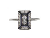 French Art Deco diamond and sapphire rectangular cluster ring image