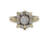 Vintage structural diamond cluster ring in 14kt gold image