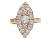 Victorian marquise shape diamond cluster ring in gold image