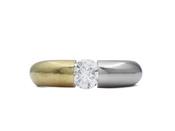 Contemporary 18kt yellow gold and platinum diamond solitaire ring image