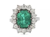 Vintage Colombian emerald and diamond coronet cluster ring image