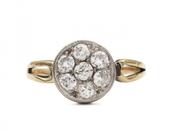 Vintage circular diamond cluster engagement ring in 18kt yellow gold image