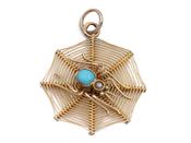 Antique spider in a web pendant in 9kt yellow gold image
