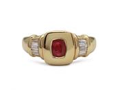 Vintage Ruby &amp; Diamond Engagement Ring in 18kt Yellow Gold image