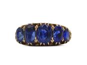 Victorian graduating five stone sapphire ring in 18kt yellow gold image