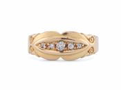 Edwardian Diamond Five Stone Carved Gypsy Ring In 18Kt Yellow Gold image