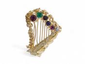 Antique Acrostic 'Regard' Harp Brooch In Yellow Gold image