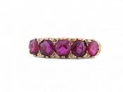 Victorian Ruby Five Stone Carved Ring In 18kt Yellow Gold image