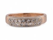 Vintage Double Row Eight Cut Diamond Band In 14kt Rose Gold