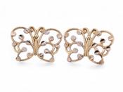 Vintage Butterfly Studs In 14kt Yellow And White Gold